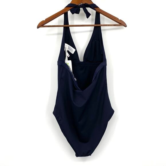 Tommy Hilfiger Logo Halter One Piece Swimsuit in Navy Blue Stretchy size S NWT - Picture 5 of 14